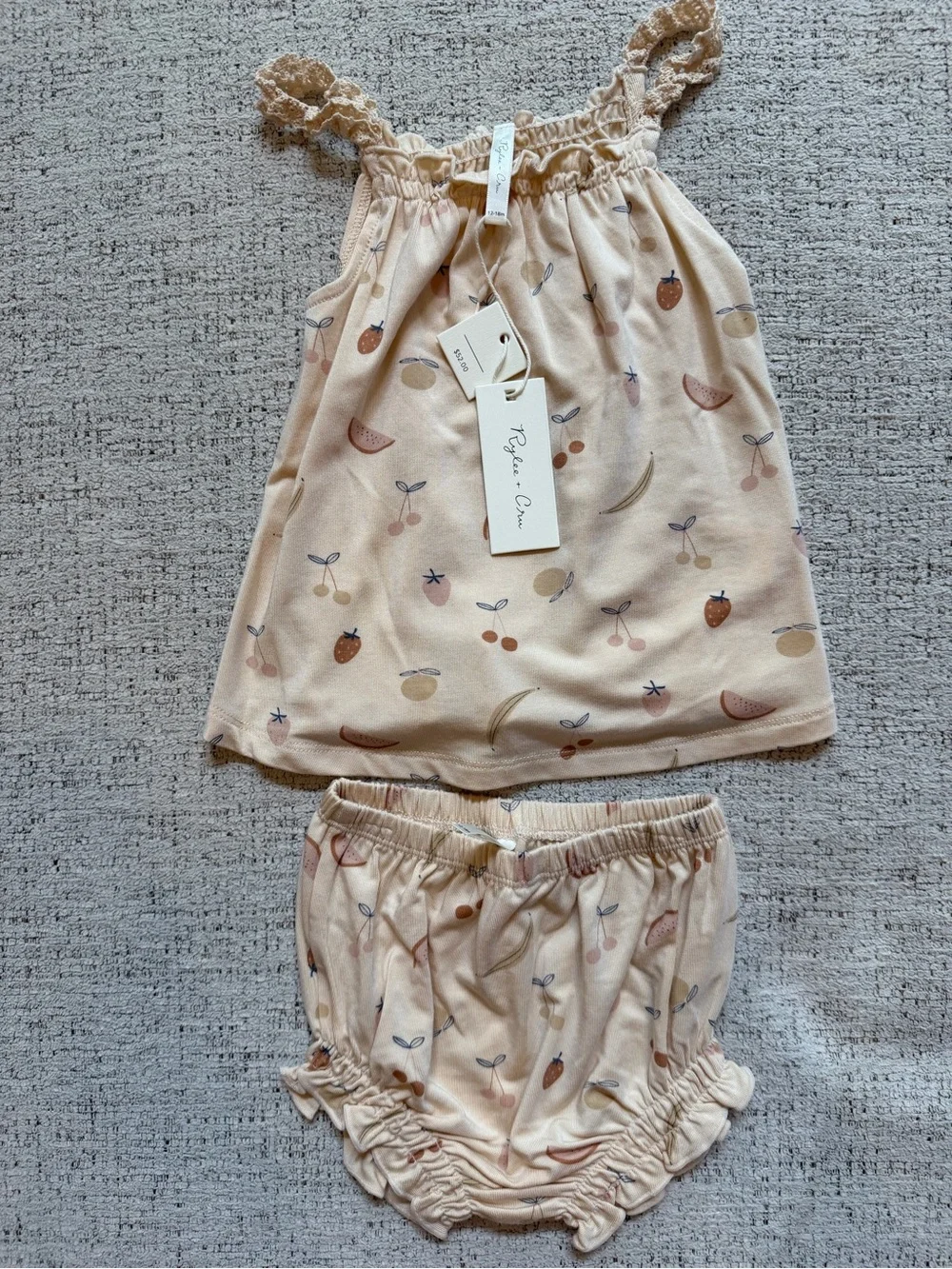 Rylee + Cru Fruit-Print Ruffle-Strap Tank & Bloomers